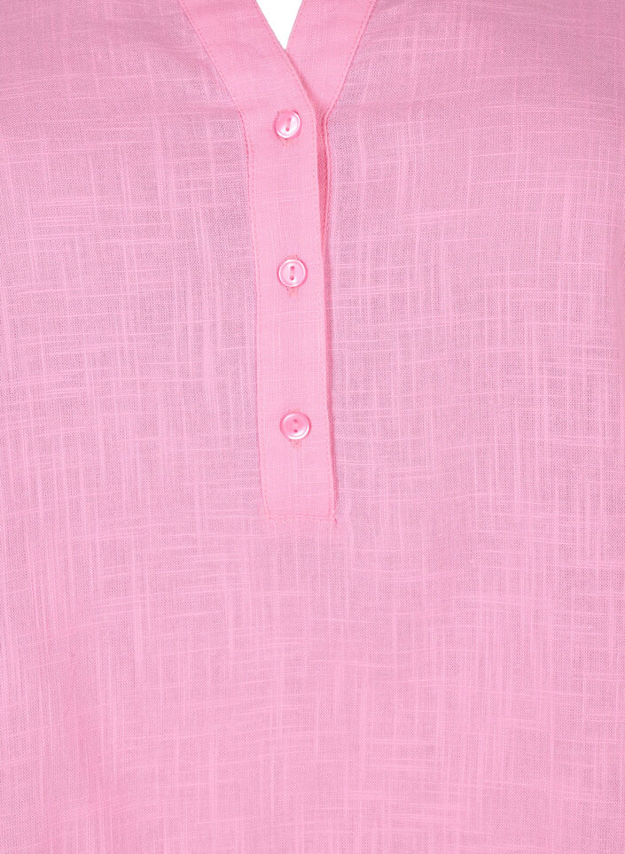 Bomullsbluse med V-hals, Rosebloom, Packshot image number 2