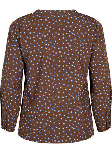 FLASH - bluse med lange ermer og trykk, Chicory Coffee AOP, Packshot image number 1