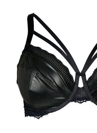 Zizzi Underwire BH med spiler og strenger, Black, Packshot image number 2