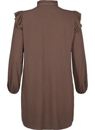 Zizzi Kort kjole med volanger og glitter, Brun, Packshot image number 1