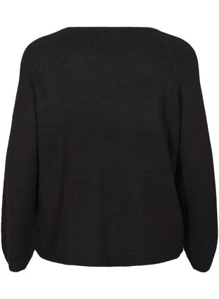 Zizzi Løstsittende, strikket bluse med rund hals, Black, Packshot image number 1
