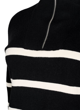 Pullover med striper og høy krage	, Black w. Birch, Packshot image number 2