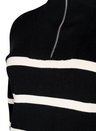 Zizzi Pullover med striper og høy krage	, Black w. Birch, Packshot image number 2