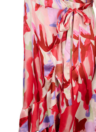 Zizzi Omslagskjole i sateng med trykk, Geranium Graphic AOP, Packshot image number 3