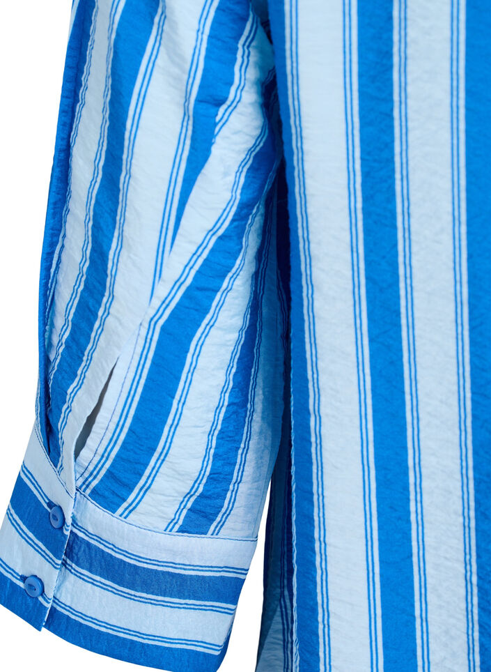 Kort kjole med krage og brystlomme, Bl&aring;, Packshot image number 3