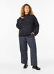 Strikket bluse med smykkestein og høy utringning, Dark Grey Melange, Model image number 2