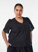 Bluse i broderie anglaise med knappelukking, Svart, Model image number 0