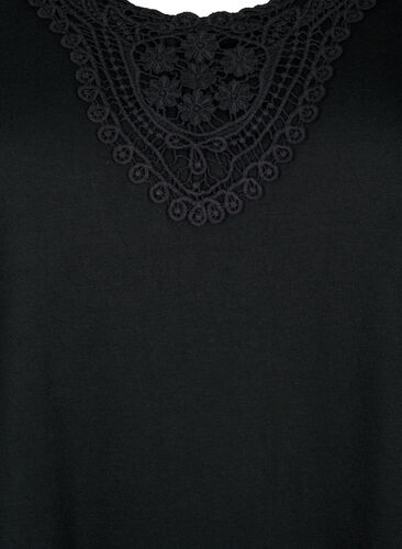 Ermeløs topp med blonder, Black, Packshot image number 2