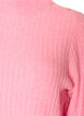 Ribbestrikket genser med puffede ermer og knapper, Rosa, Packshot image number 2