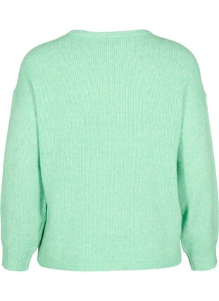 Zizzi Langermet strikket genser med ull og rund hals, Light G. Green Mel., Packshot image number 1