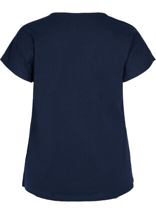 T-skjorte i bomull med striper, Night Sky Solid, Packshot image number 1