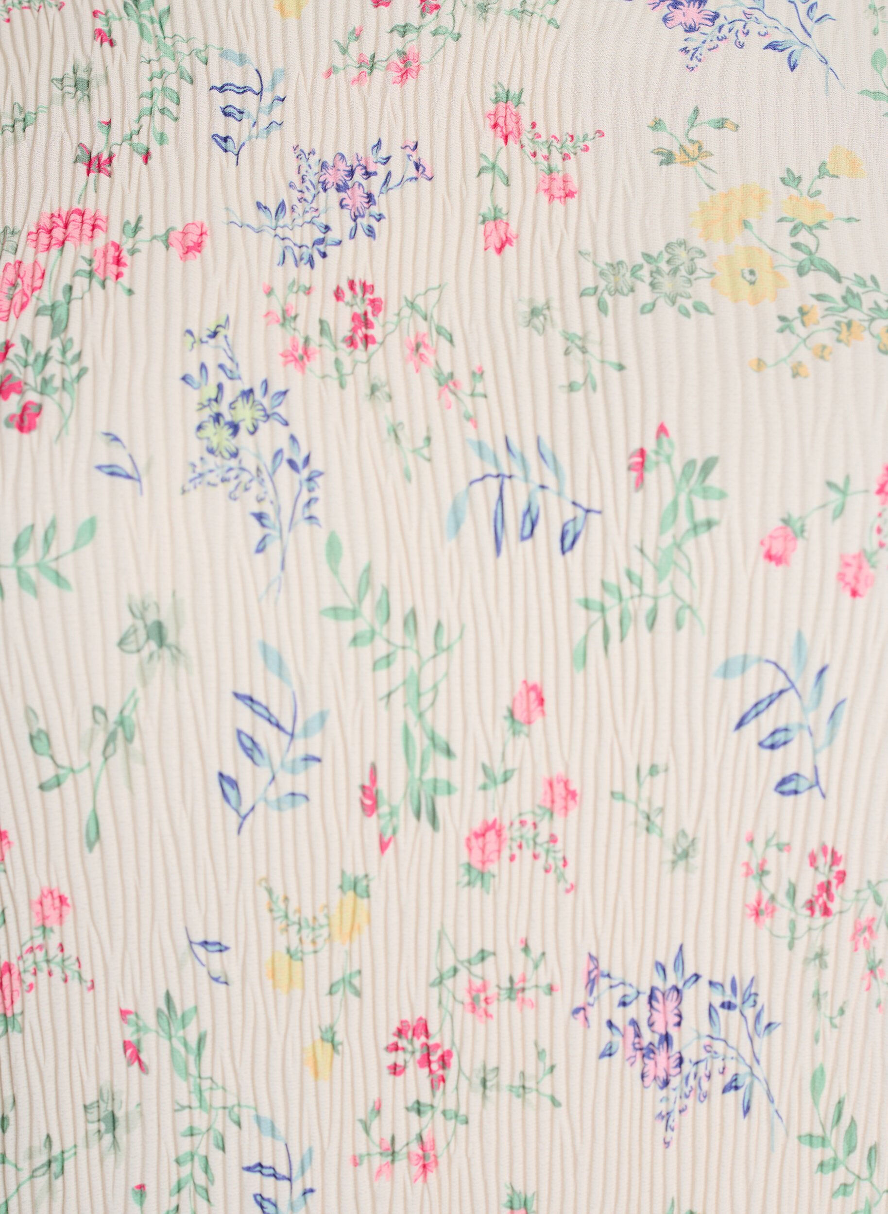 ZizziKjole med blomstertrykk og b&oslash;lgete tekstur, Beige, Packshot image number 2