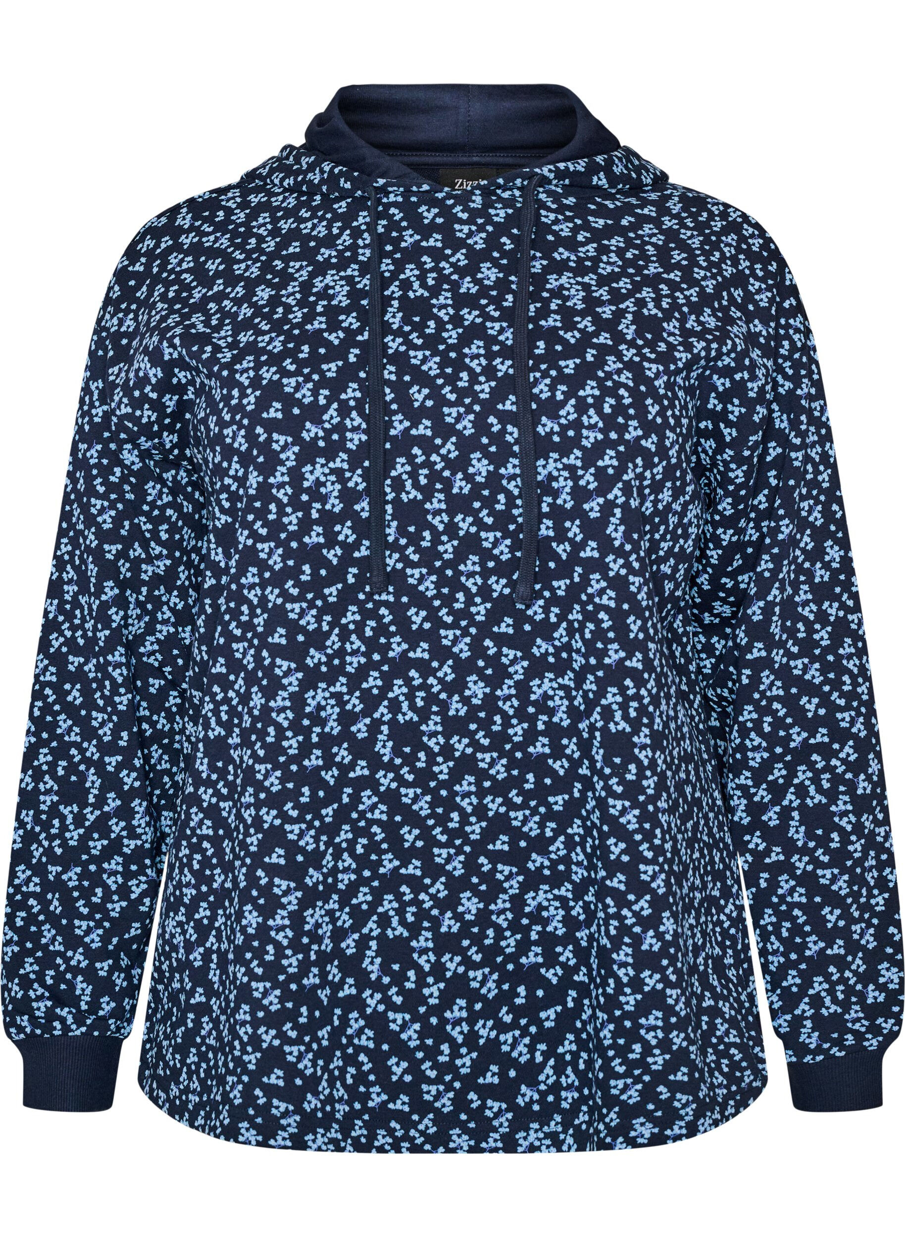 ZizziHettegenser med trykk over hele plagget, Bl&aring;, Packshot image number 0