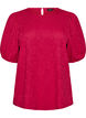 Bluse med tekstur og korte ermer, Rosa, Packshot image number 0