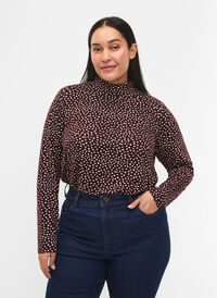 FLASH - Bluse med lange ermer og turtleneck, Fudge Dot, Model