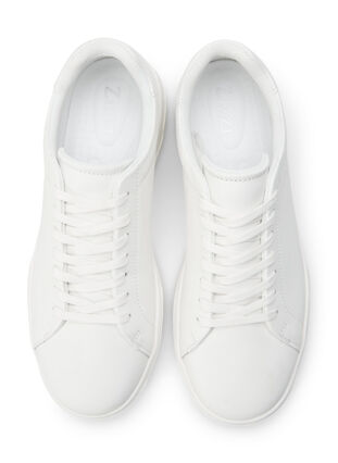 Wide fit sneakers i skinn, White, Packshot image number 1