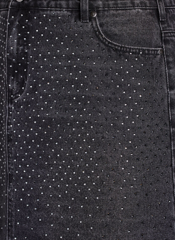 Kort denimskjørt med rhinsteiner, Grey Denim, Packshot