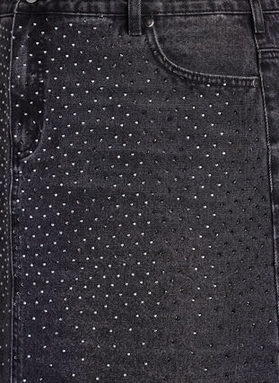 Zizzi Kort denimskjørt med rhinsteiner, Grey Denim, Packshot image number 2