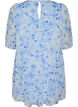 Kort kjole i chiffonlook med blomsterprint og volanger, Bl&aring;, Packshot image number 1