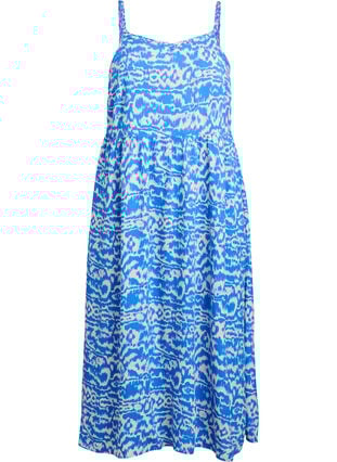 Zizzi Midikjole med stropper og smock bakpå, Blå, Packshot image number 0