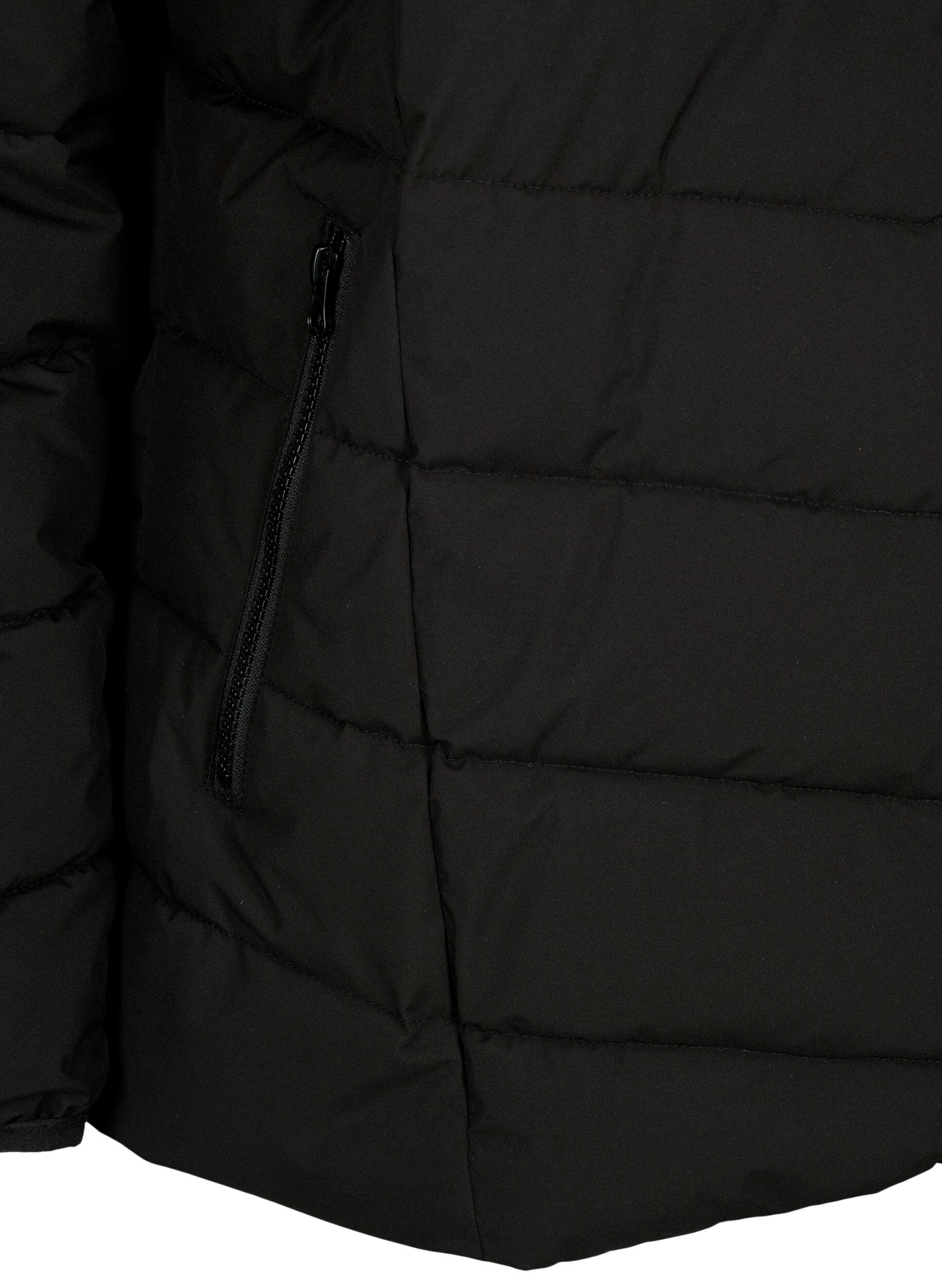 ZizziKort boblejakke med hette, Svart, Packshot image number 3
