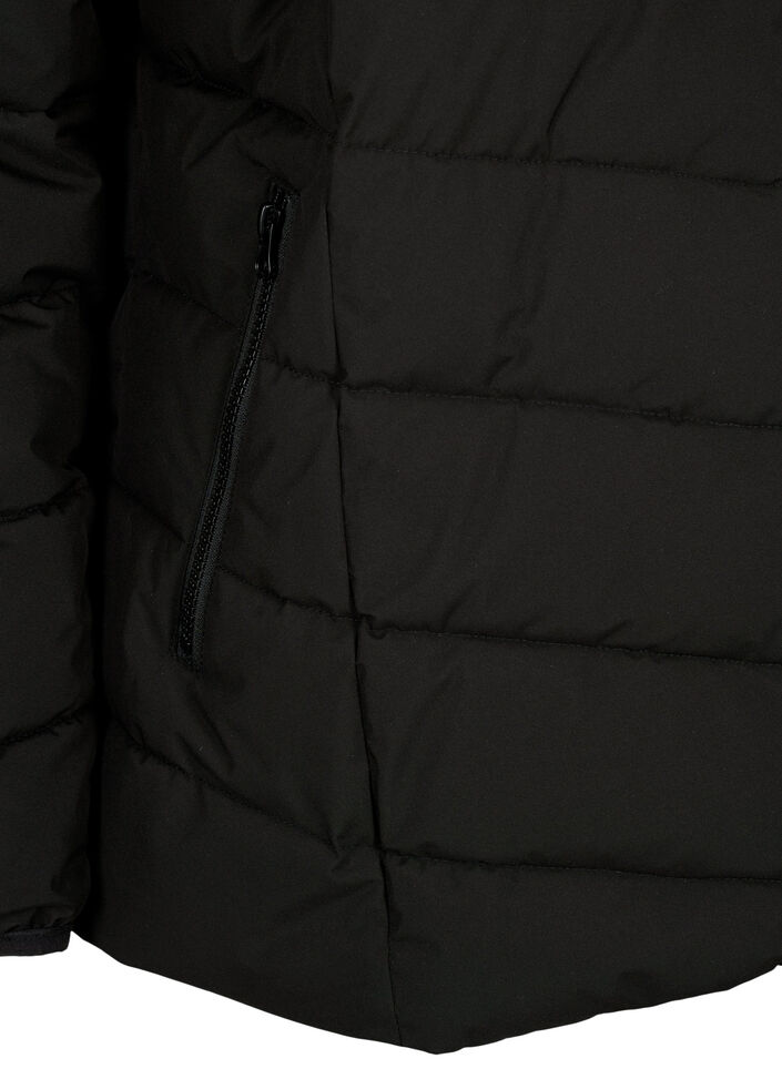 Kort boblejakke med hette, Svart, Packshot image number 3
