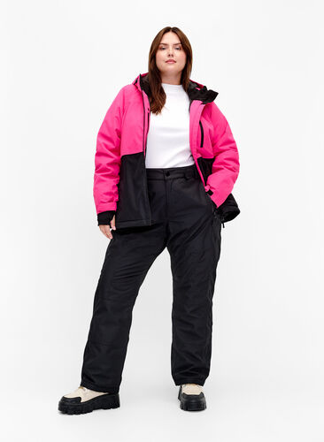 Tofarget skijakke med hette, Fuchsia Purple Comb, Model image number 3