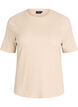 Basic ribbestrikket T-skjorte med rund hals, Beige, Packshot image number 0