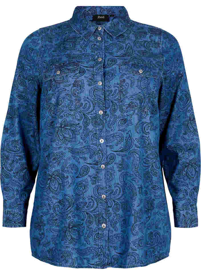Skjorte i bomull med paisleymønster, Blue Paisley