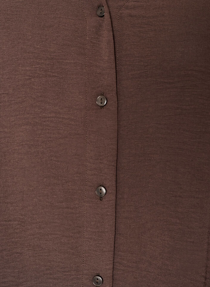Skjortebluse med v-hals og 3/4 ermer, Brun, Packshot image number 2