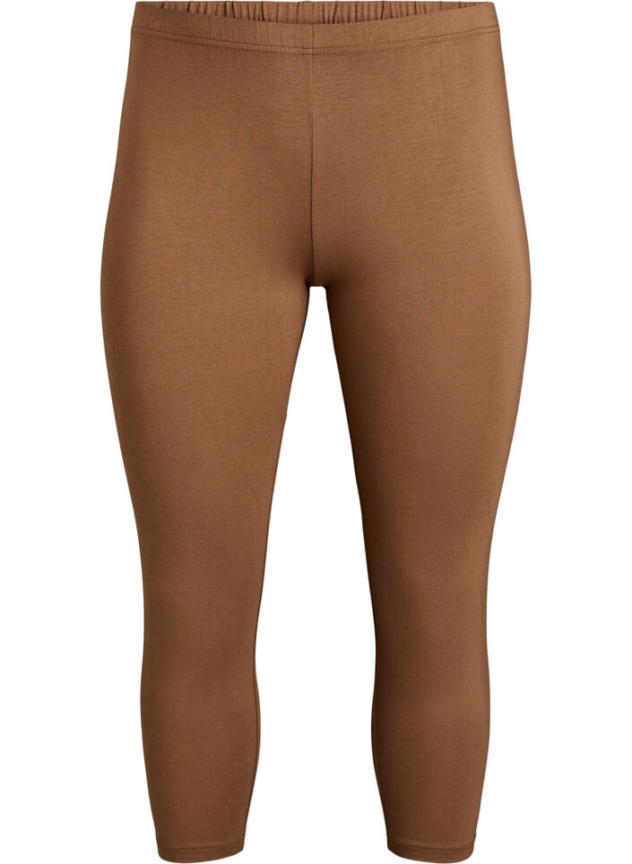 Basisleggings i viskose med 3/4-lengde, Brun, Packshot image number 0