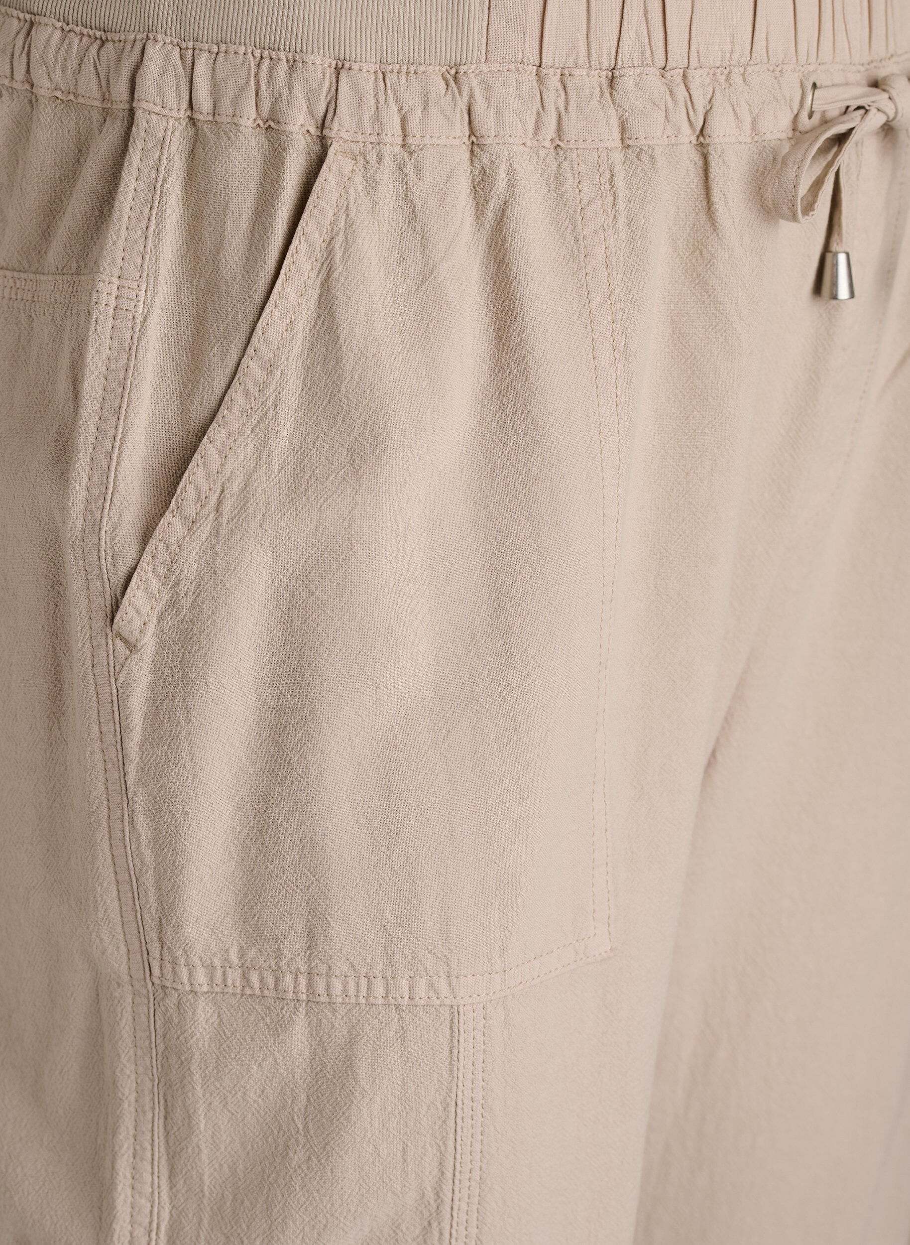 Zizzi Loose fit cargobukser i bomull, Beige, Packshot image number 2