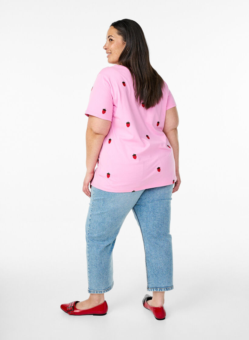 Cropped Vera jeans med distressed detaljer, Light Blue Denim, Model