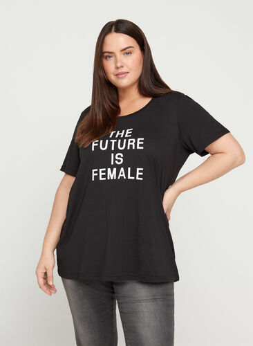T-skjorte med print, Black FUTURE , Model image number 0