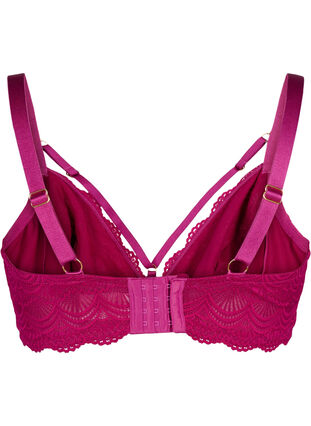 Zizzi Heldekkende BH med blonder og stringdetaljer, Boysenberry, Packshot image number 1