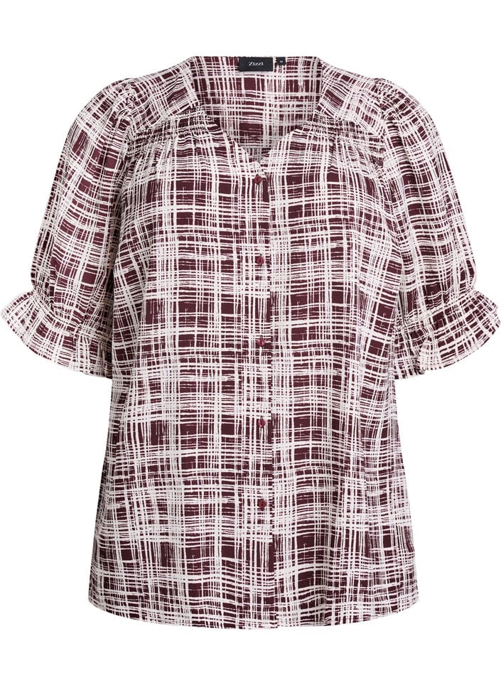 Skjortebluse med 1/2 ermer, Mørk Bordeaux, Packshot image number 0