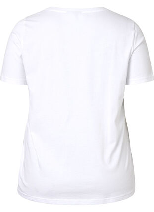 T-skjorte i bomull med rund hals og trykk, Bright White FACE, Packshot image number 1