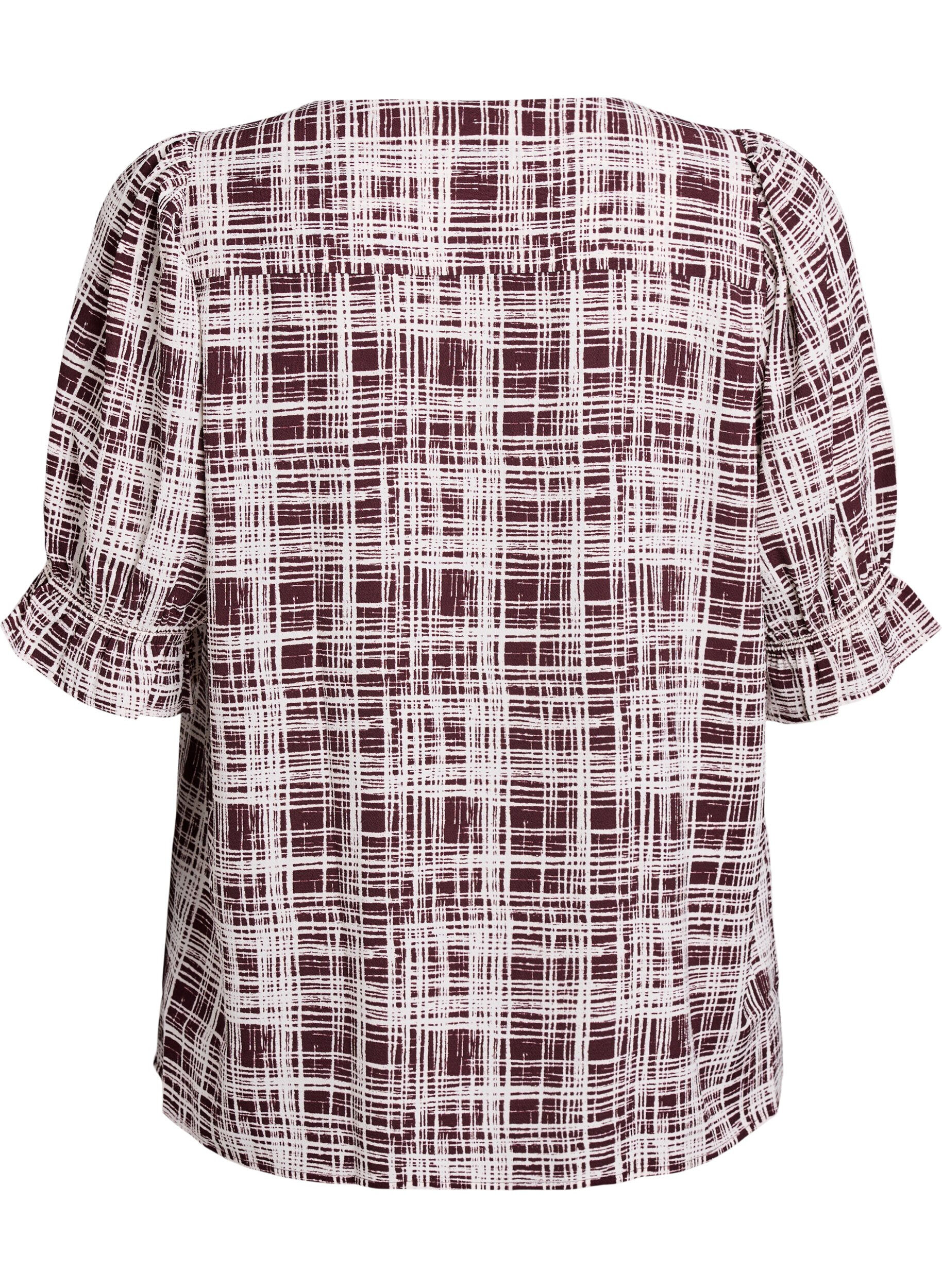 ZizziSkjortebluse med 1/2 ermer, M&oslash;rk Bordeaux, Packshot image number 1