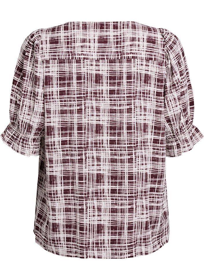 Skjortebluse med 1/2 ermer, M&oslash;rk Bordeaux, Packshot image number 1