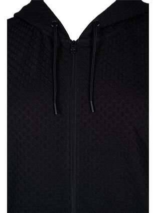 Strukturert treningscardigan med glidelås, Black, Packshot image number 2