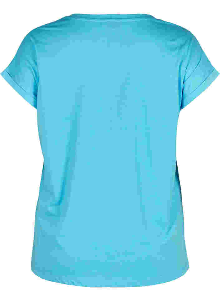T-skjorte i bomullsmiks, RIVER BLUE Mel., Packshot image number 1