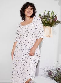 Blomstrete kjole med smock, , Model