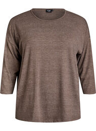 Jersey bluse med 3/4 ermer, Brun