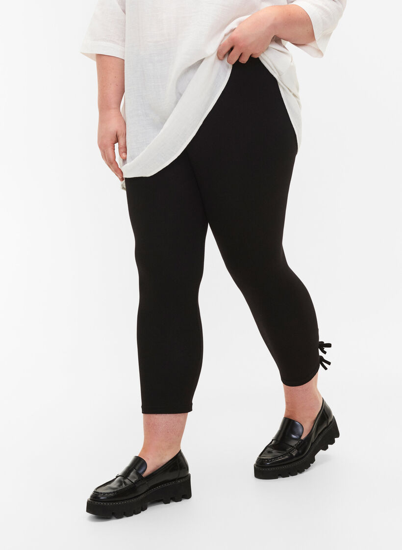 3/4-leggings i viskose med sløyfe, Black, Model image number 0