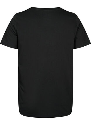 Kortermet T-skjorte med V-hals, Black, Packshot image number 1
