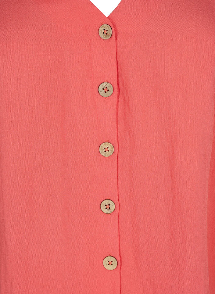 Bluse i viskose med knapper og V-hals, Deep Sea Coral, Packshot image number 2