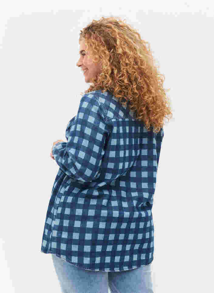 Skjorte i bomull med paisleymønster, Blue Check, Model image number 1