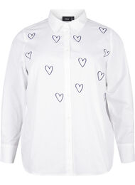Klassisk skjorte med broderte hjerter, Bright Wh.W. Blue H.