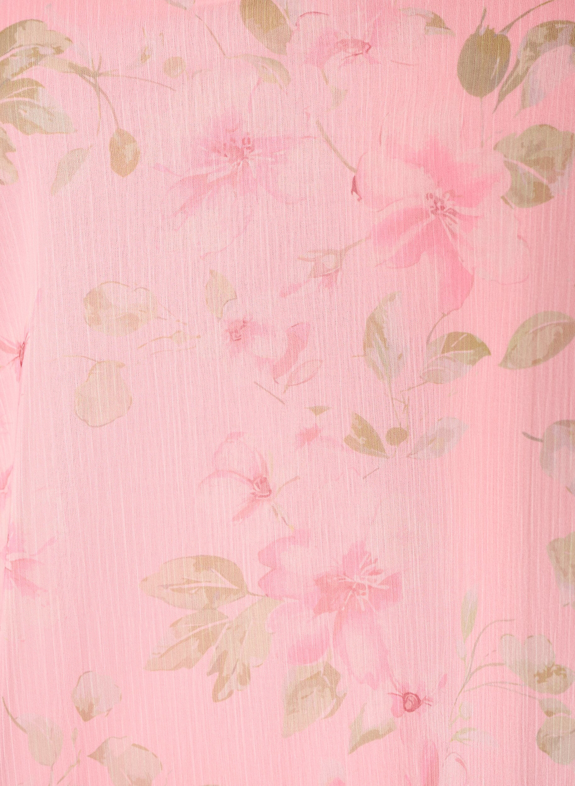 ZizziChiffonbluse med blomstertrykk og lange ermer, Rosa, Packshot image number 2