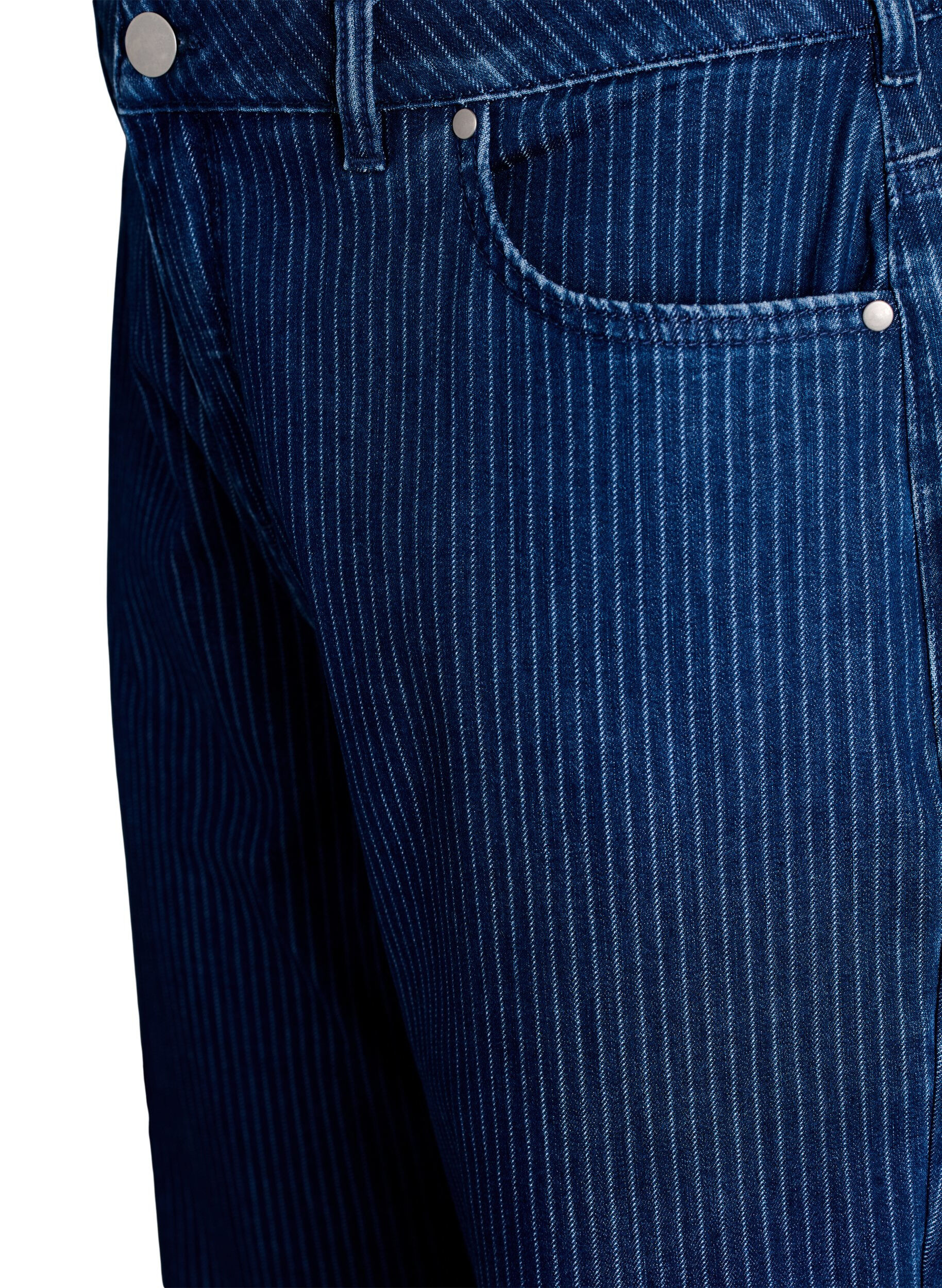 Zizzi Stripete jeans med straight fit, Bl&aring;, Packshot image number 2